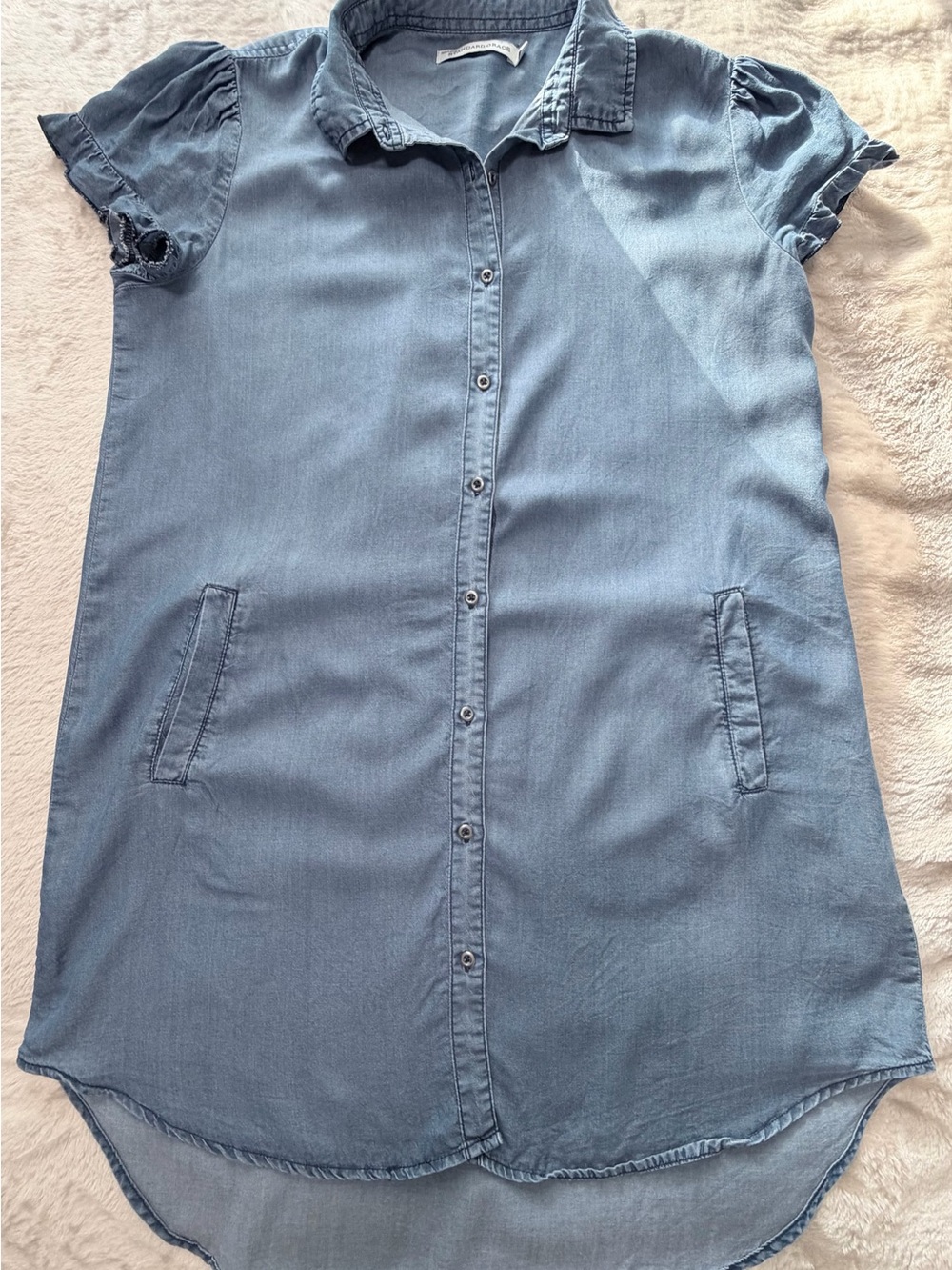 Light Chambray Button-Down Shirt Dress - Blue - Picture 6 of 11